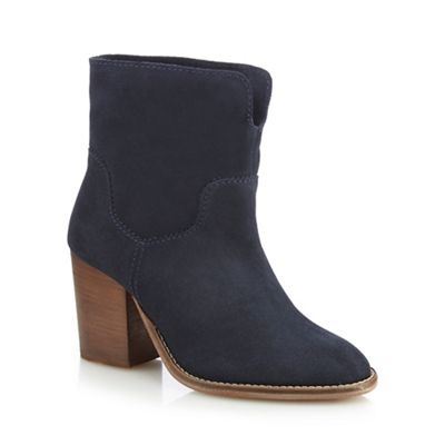 Navy suede ankle boots